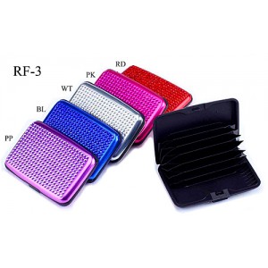 Business Card Holders - 12 PCS Rhinestone Aluminum - Accordion Slots - CH-RF3 